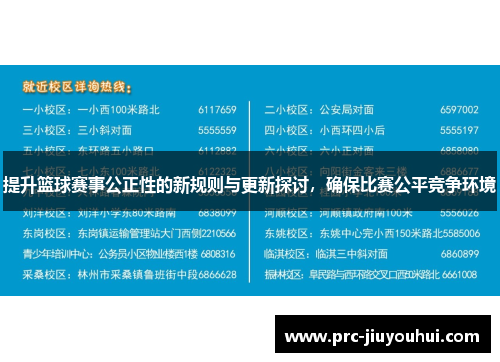 提升篮球赛事公正性的新规则与更新探讨，确保比赛公平竞争环境