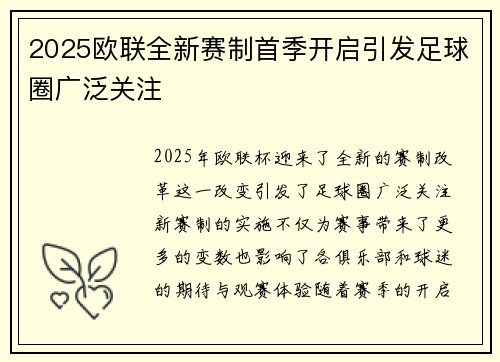 2025欧联全新赛制首季开启引发足球圈广泛关注
